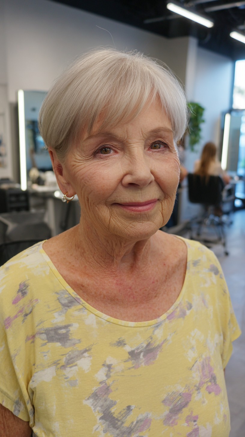 Sleek Silver Bob with Sharp Contours