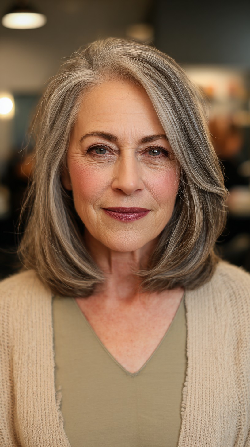 Sleek Silver Layers with Soft Waves