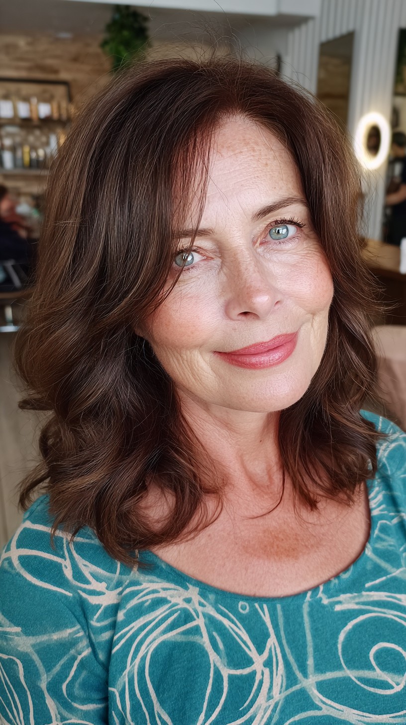 Soft Brunette Waves with Volumized Layers