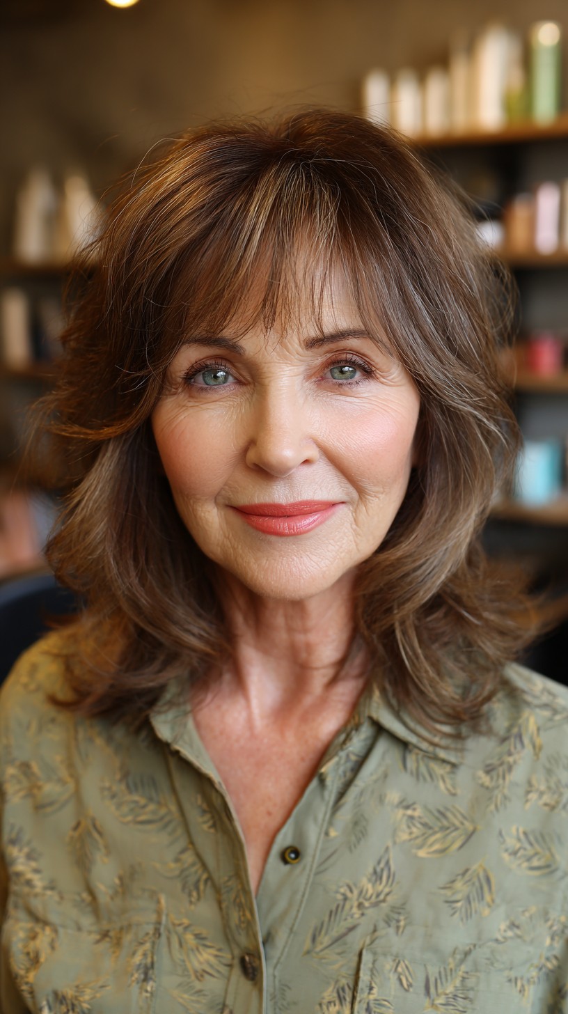 Soft Chestnut Waves with Face-Framing Highlights