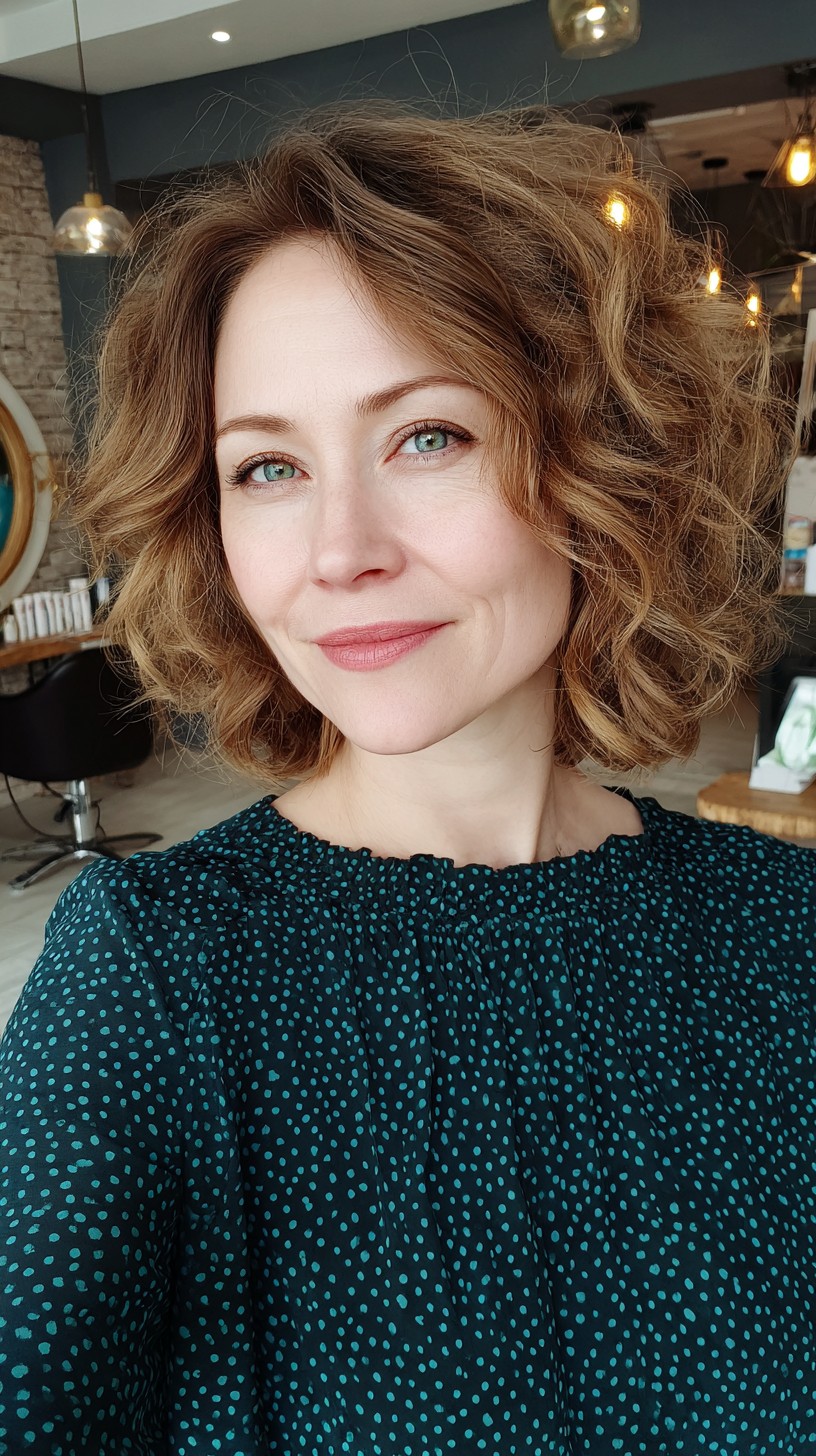 Soft Golden Blonde Wavy Bob with Natural Highlights