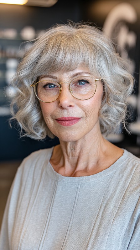 Soft Silver Layered Bob with Delicate Waves