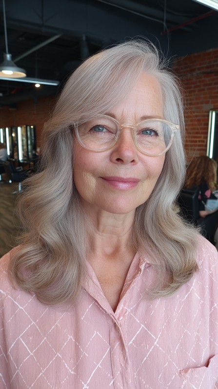 Soft Silver Waves with Gentle Mid-Length Cut
