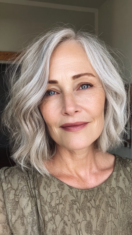 Soft Silver Waves with Graduated Bob