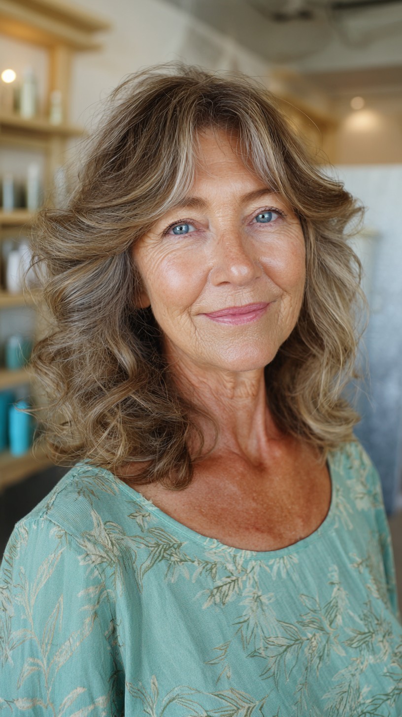 Soft-Tousled Caramel Highlights with Natural Waves