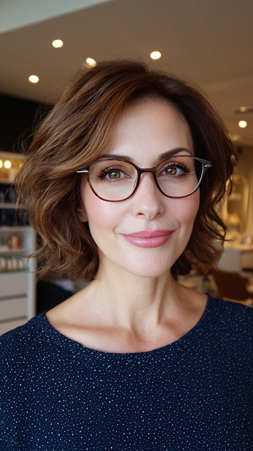 Sophisticated Brunette Bob with Soft Waves