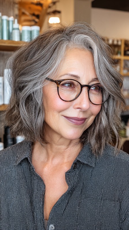 Stylish Silver Layered Waves with Modern Edge