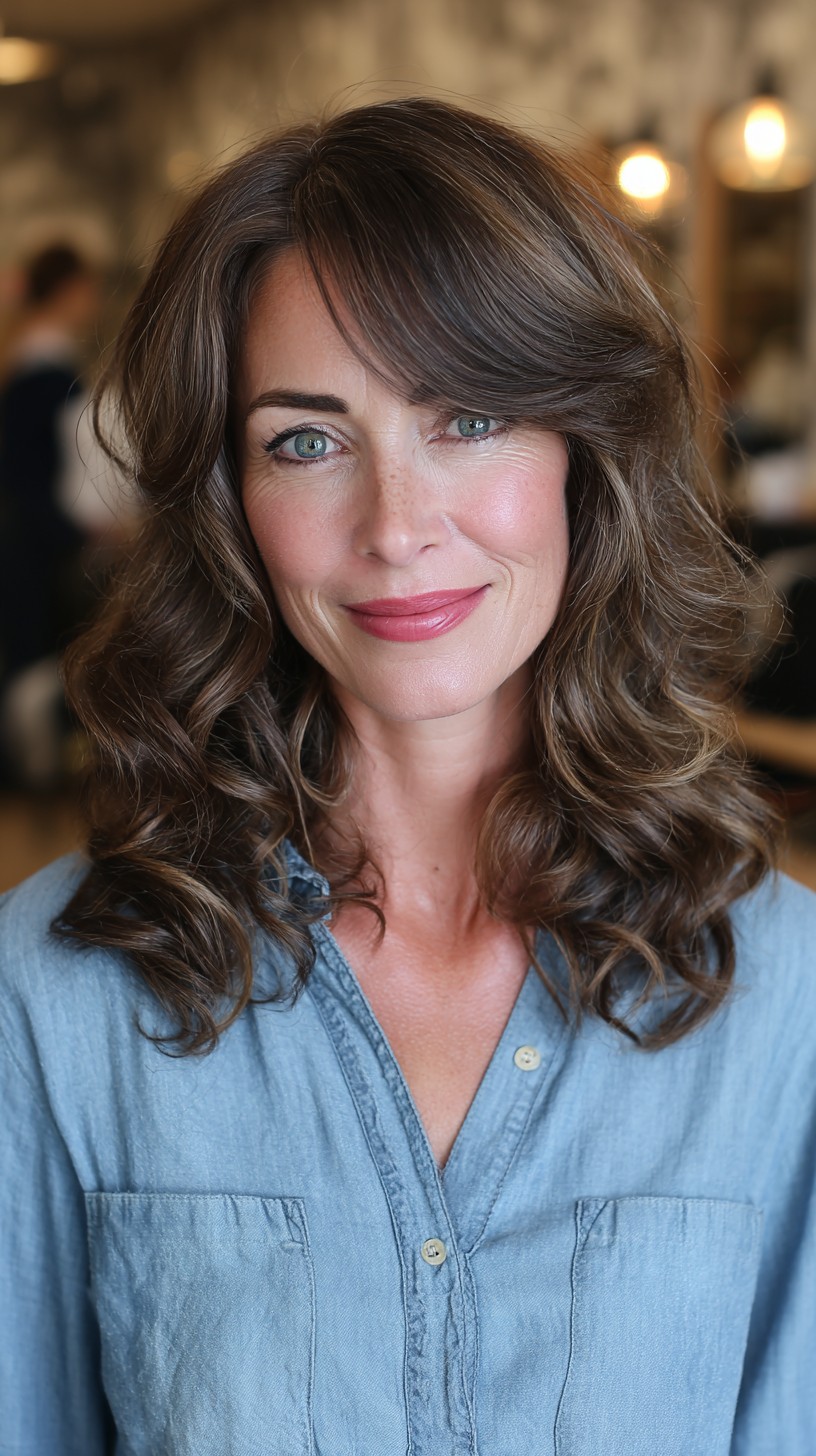 Subtle Ash-Brown Waves with Soft Bangs