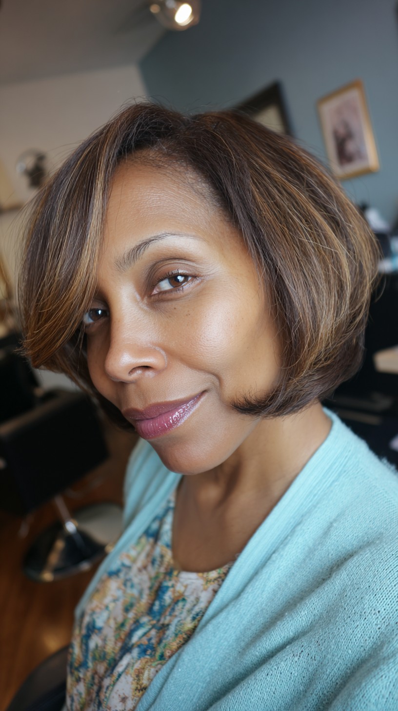 Subtle Chestnut Ombré Bob with Face-Framing Highlights