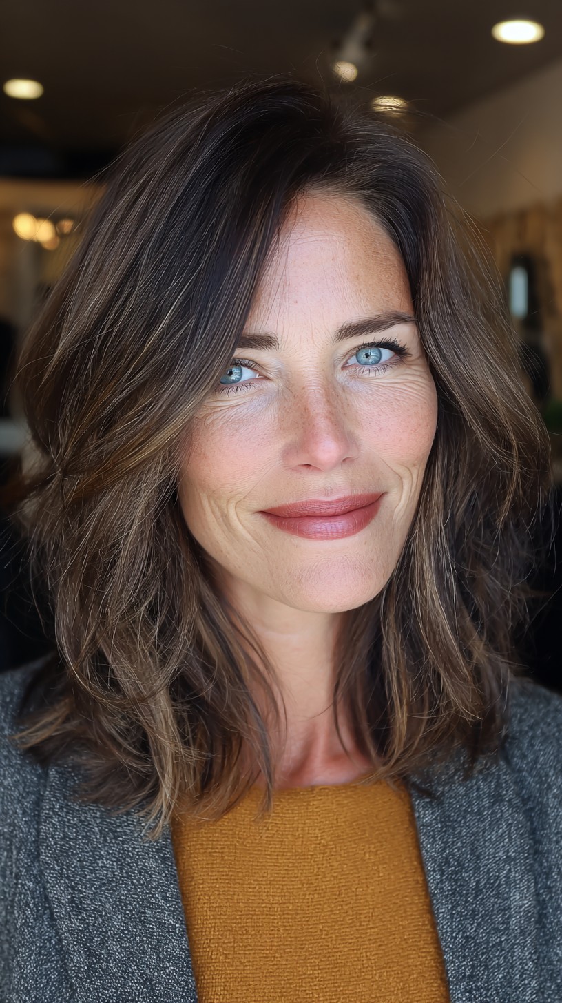 Sunkissed Chestnut Tousle with Subtle Waves