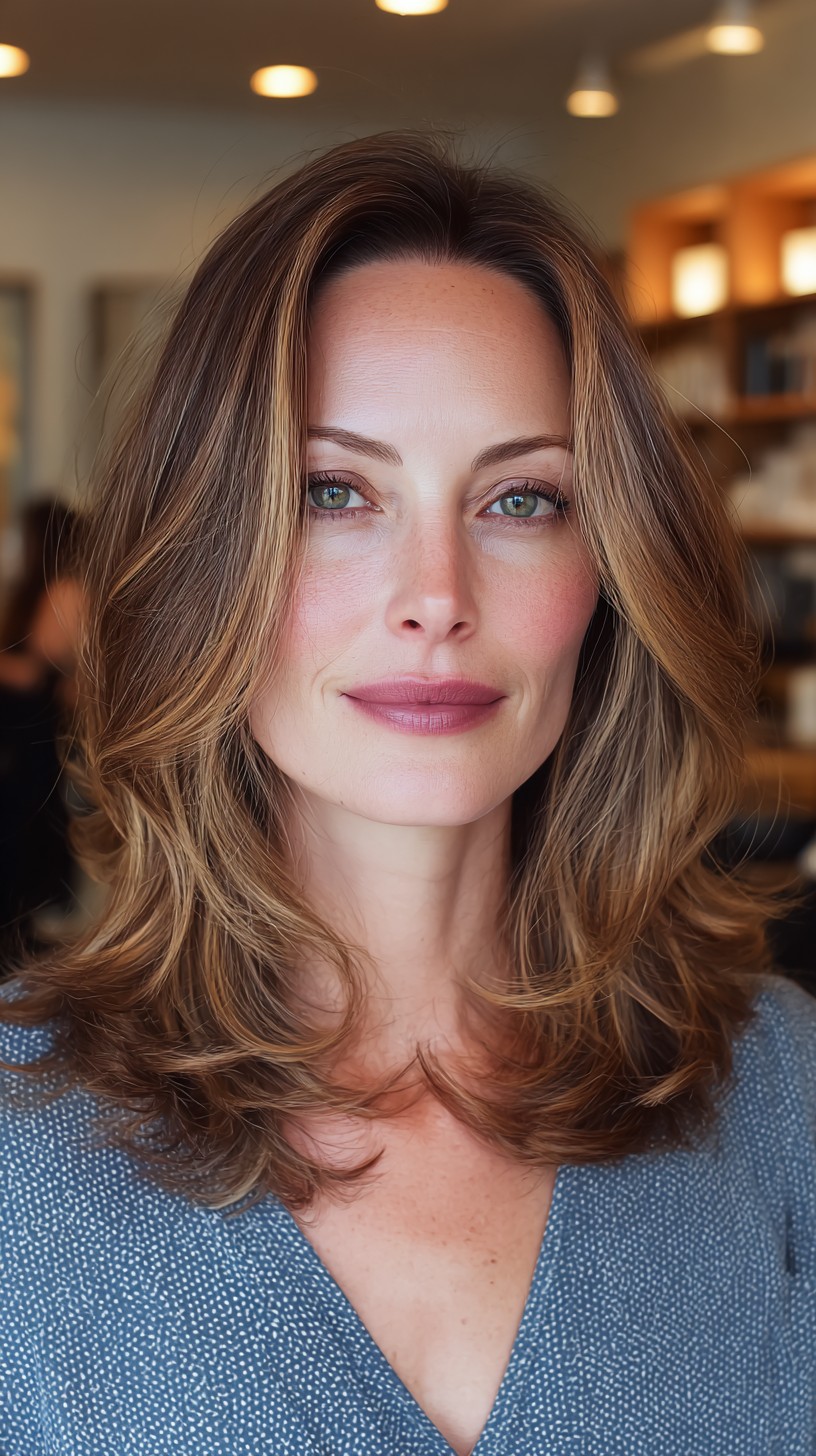 Textured Mid-Length Layered Cut for Thinning Hair