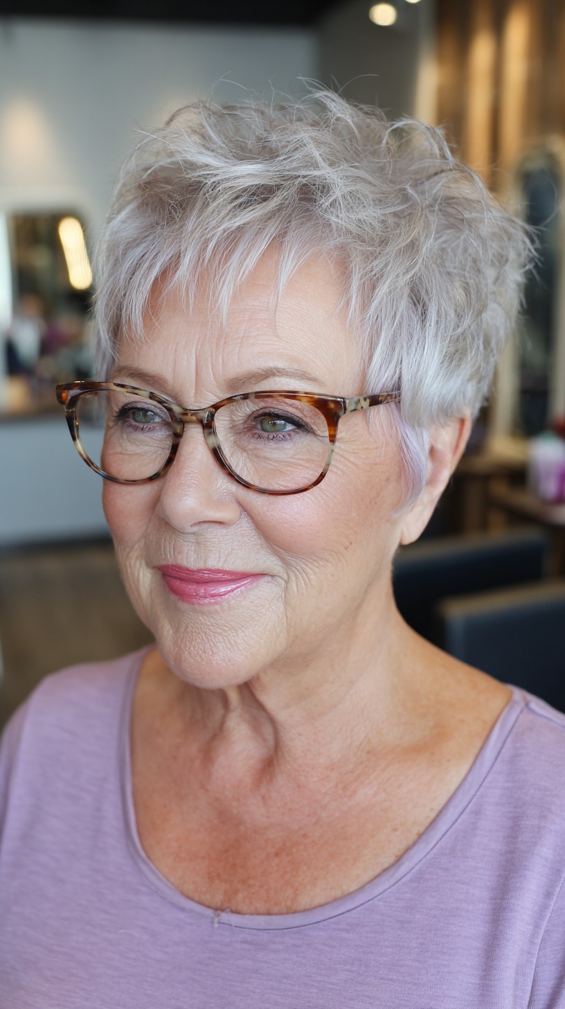 Tousled Silver Textured Pixie