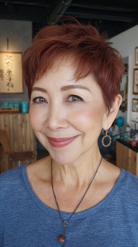 Vibrant Copper Pixie with Textured Top