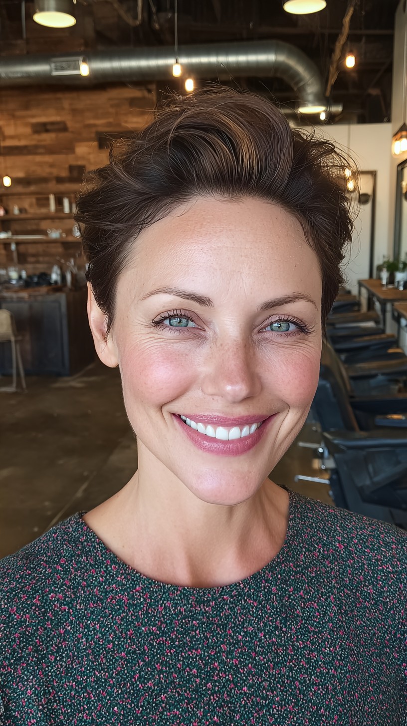 Vibrant Espresso Brushed-Up Pixie