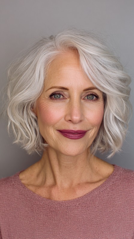 Vibrant Silver Waves with Textured Ends