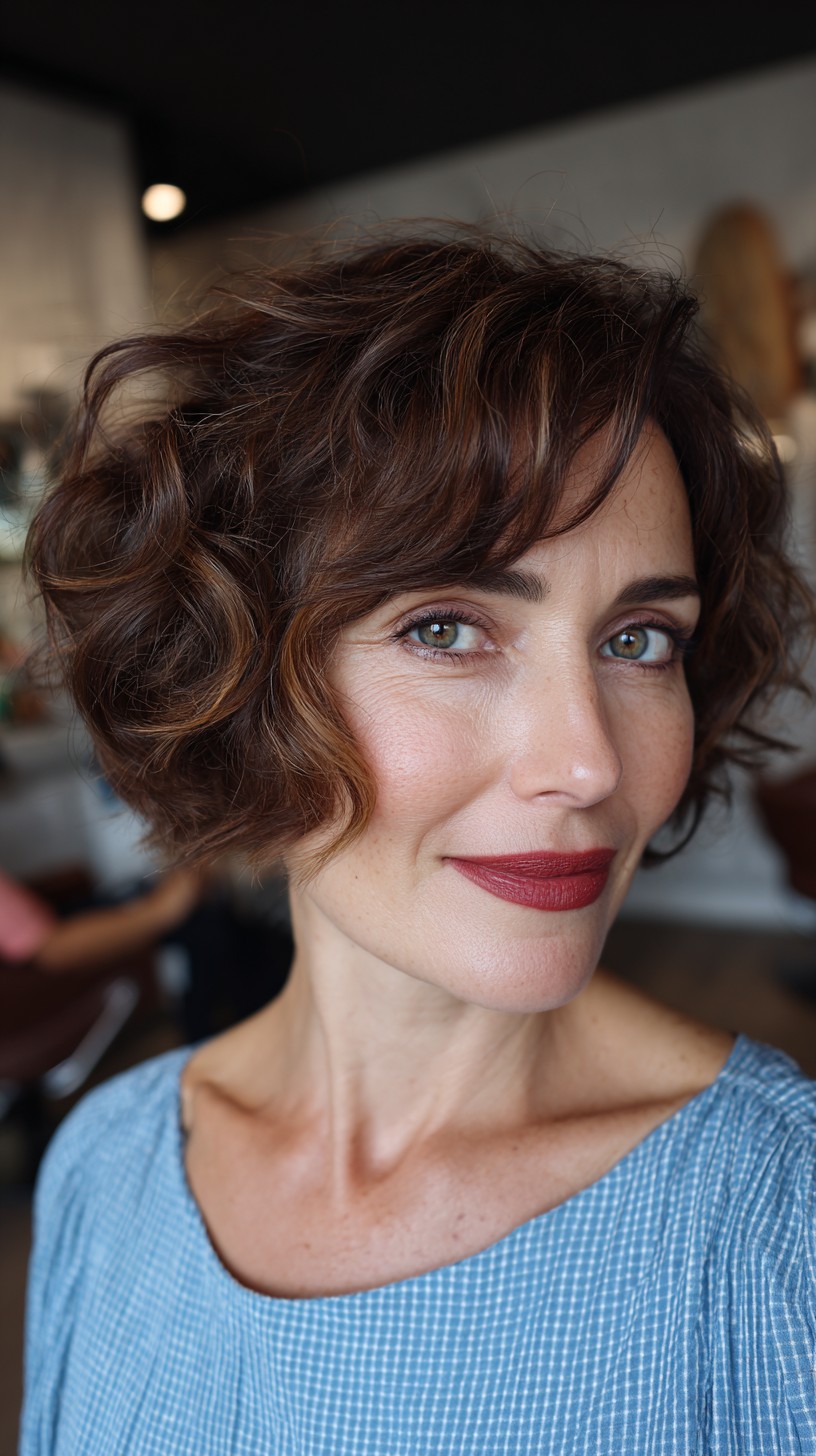 Whimsical Chestnut Curls with Soft Layers