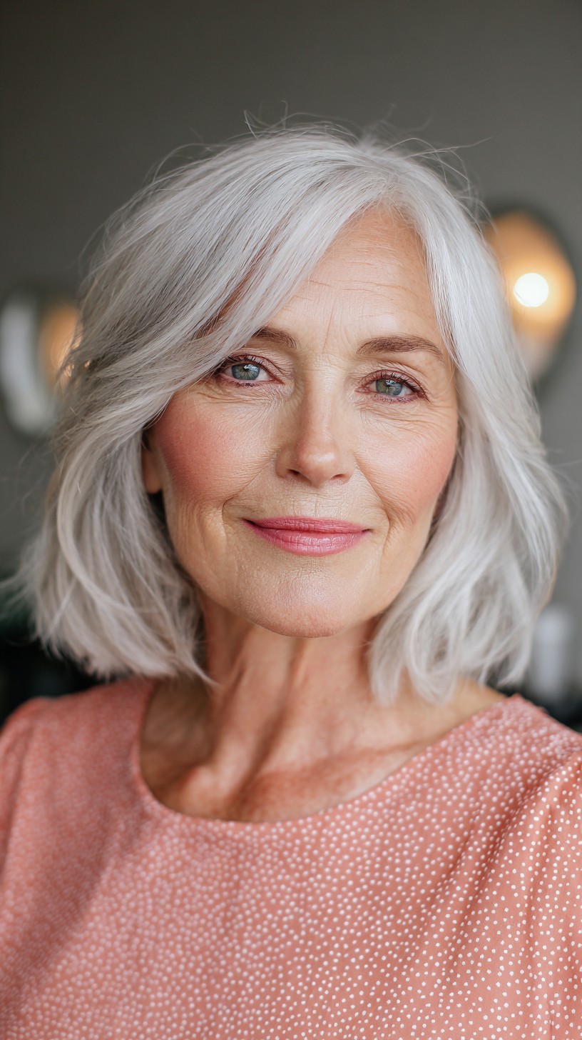 Charming Silver Soft Waves with Light Texture