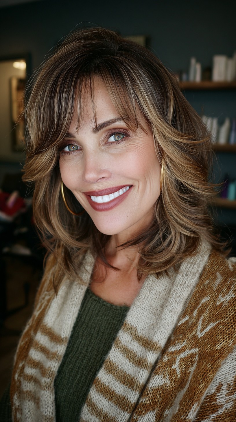 Chic Chestnut Layers with Soft Feathering