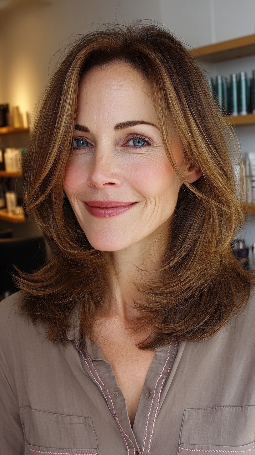Chic Mid-Length Layered Cut for Fine Hair
