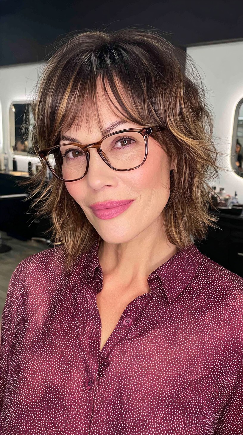 Chic Textured Bob with Soft Wispy Bangs