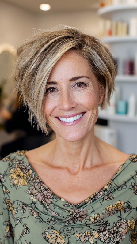 Chic Textured Pixie with Subtle Balayage Highlights