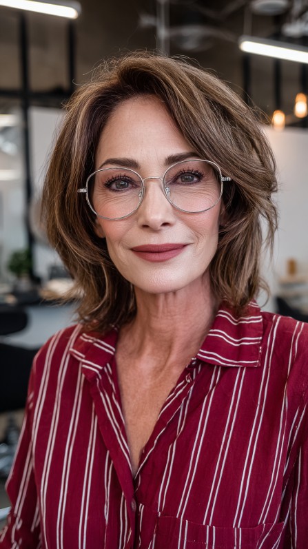Chic Tousled Bob with Subtle Highlights