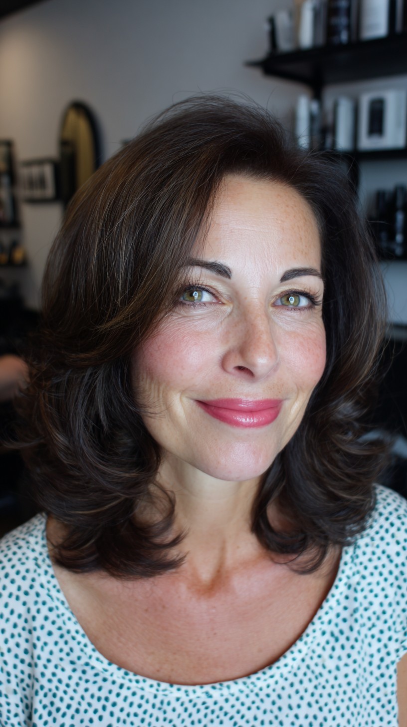 Classic Brunette Waves with Soft Volume