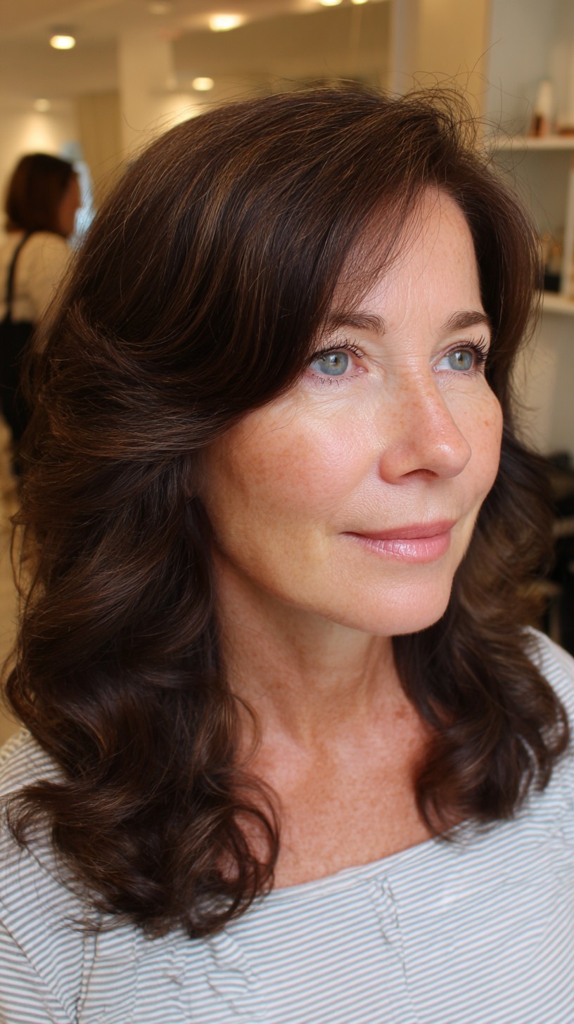Classic Chocolate Waves with Gentle Mid-Length Curls