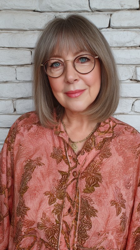 Classic Silver Bob with Soft Bangs
