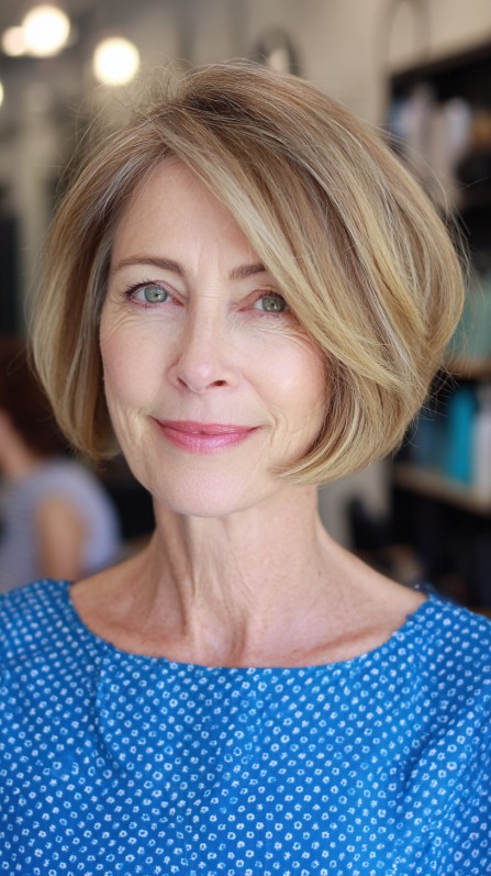 Classically Tapered Dark Blonde Bob for Mature Women