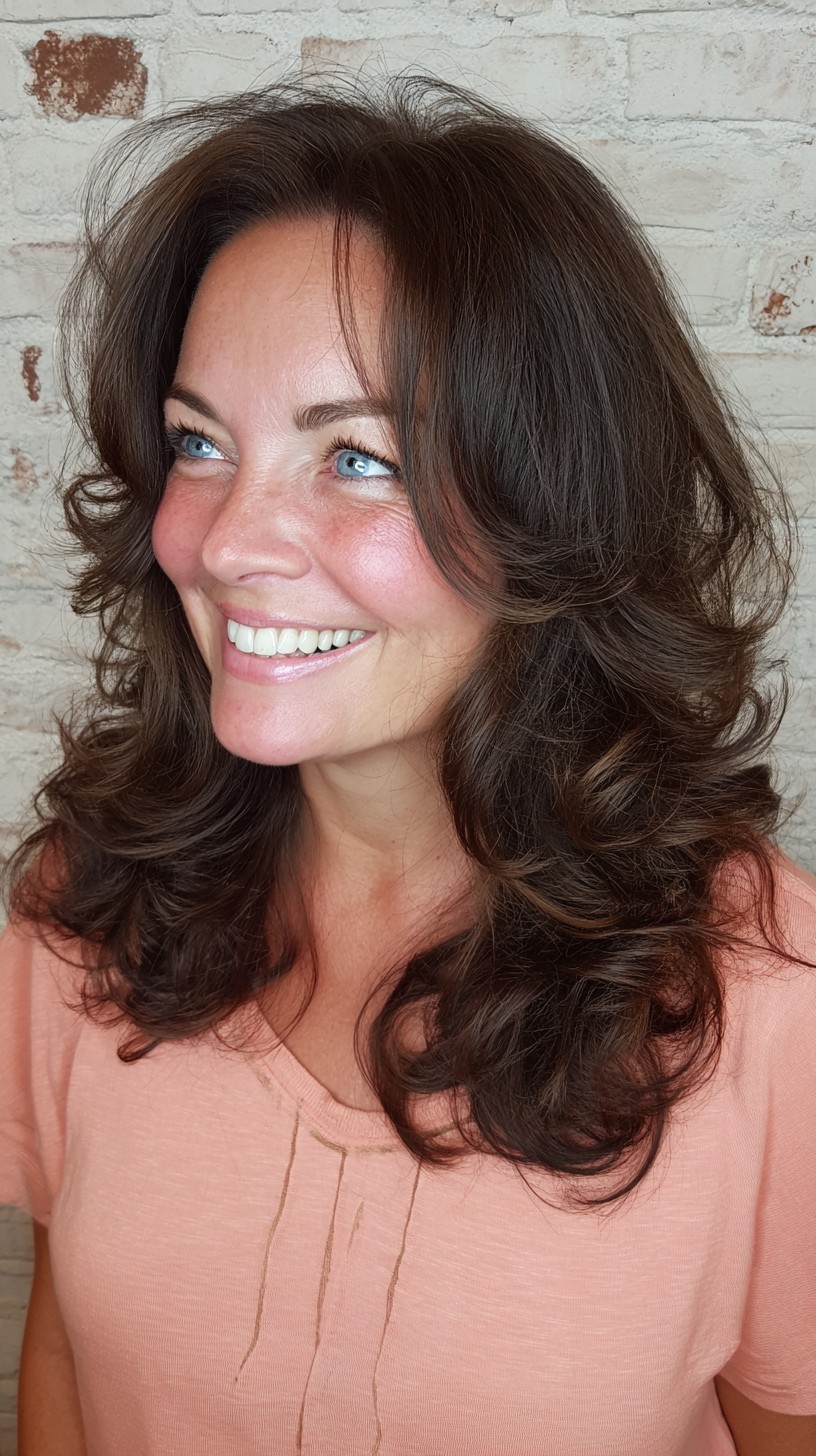 Deep Chestnut Tousled Layers