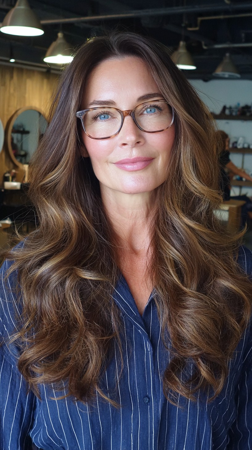 Deep Chestnut Waves with Natural Highlights