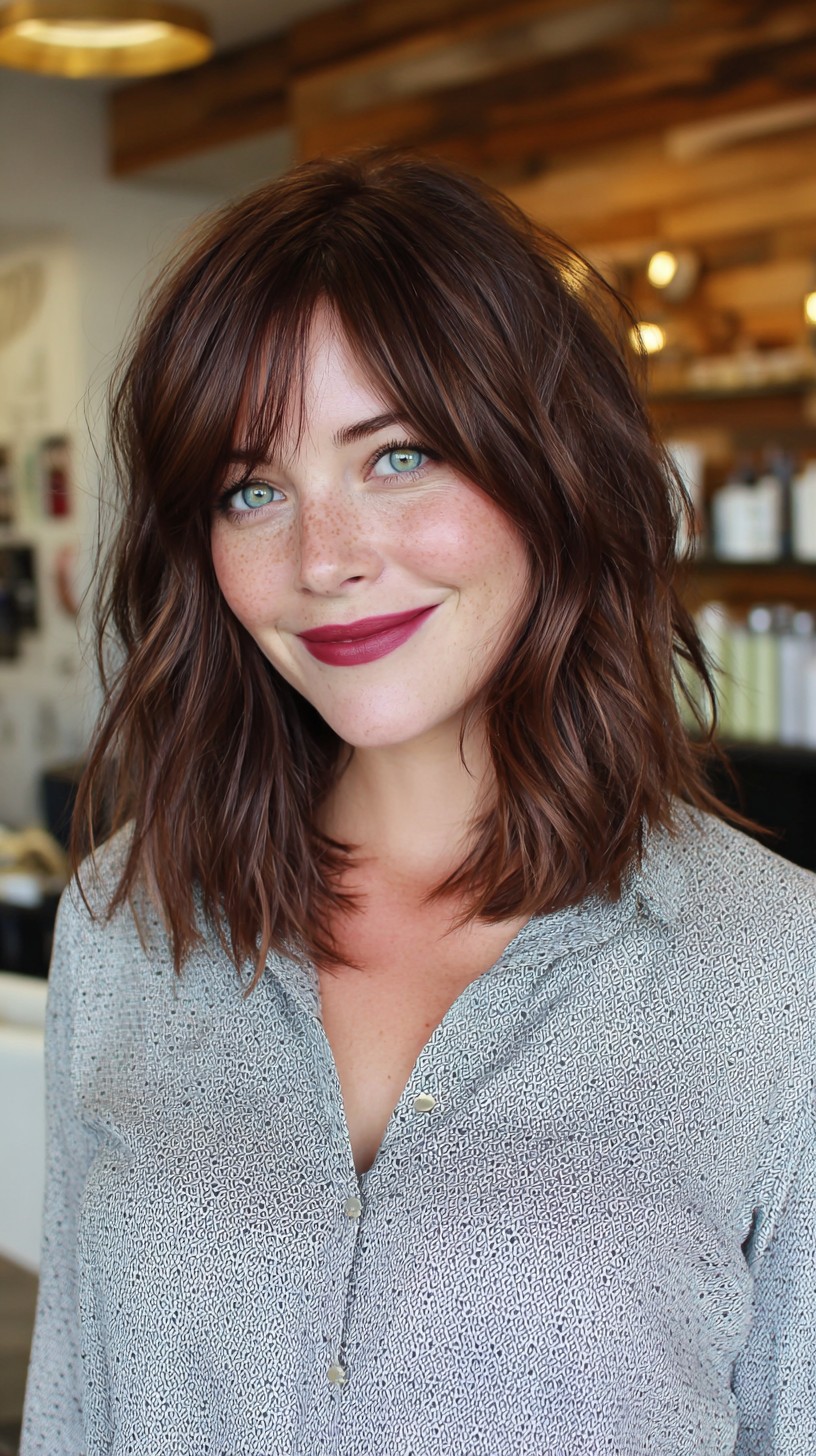 Deep-Chocolate-Wavy-Bob-with-Wispy-Bangs