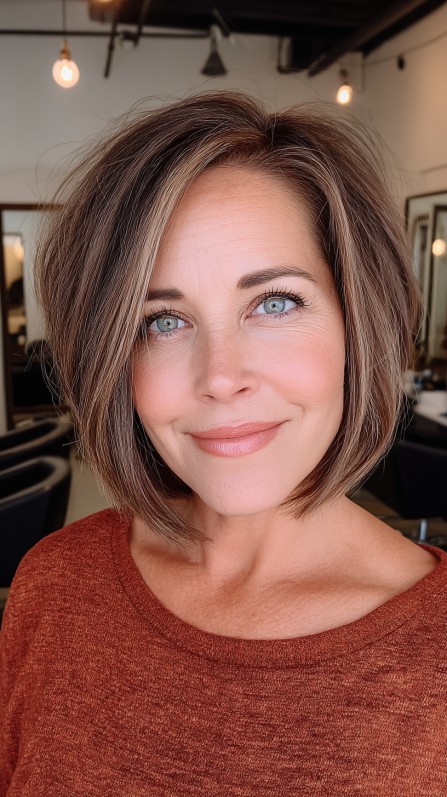 Dynamic Ash-Brown Bob with Soft Texture