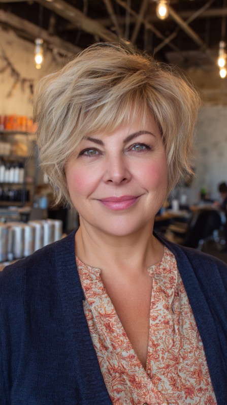 Dynamic Textured Blonde Shag for Mature Women