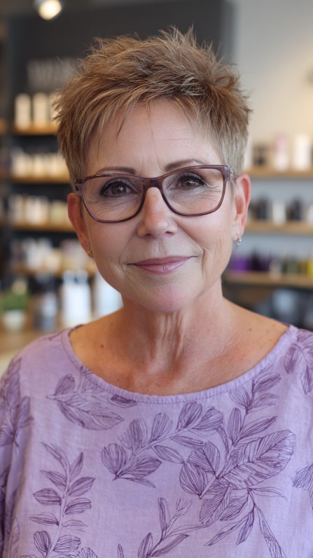 Edgy Textured Pixie for a Bold Mature Look