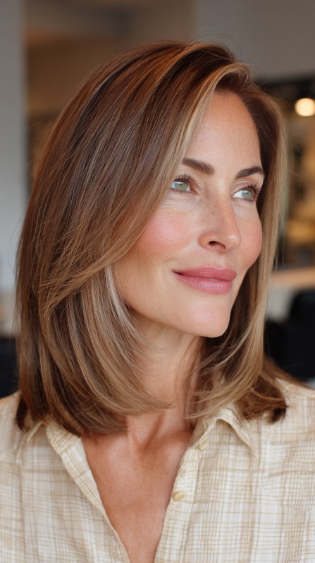 Effervescent Caramel Whisper on Medium-Length Hair