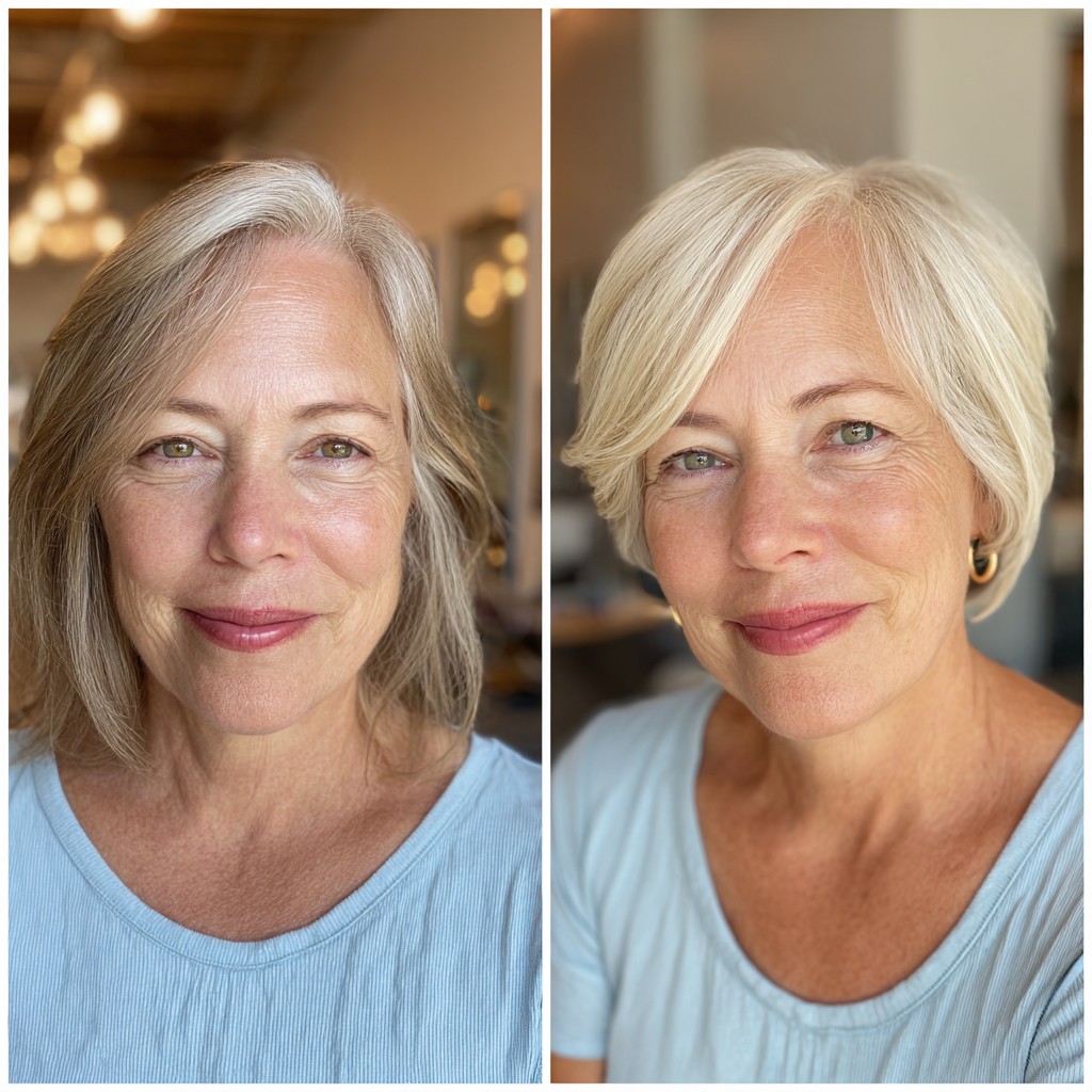 Effortless Blonde Bob Transformation for Mature Women