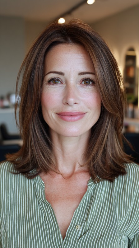 Effortless Chestnut Flow with Subtle Framing