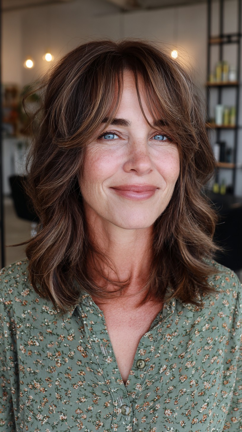 Effortless Chestnut Waves with Natural Texture