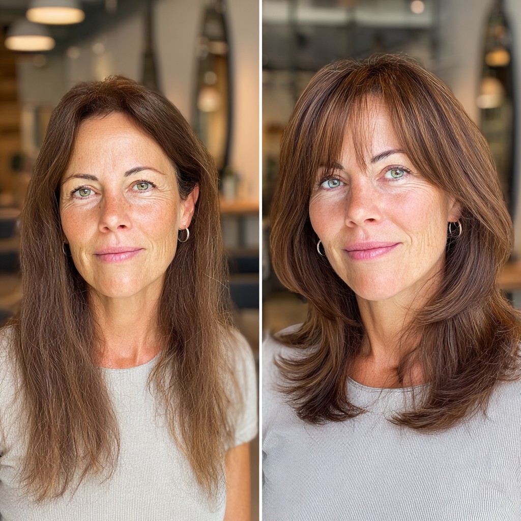 Elegant Brunette Transformation with Face-Framing Layers