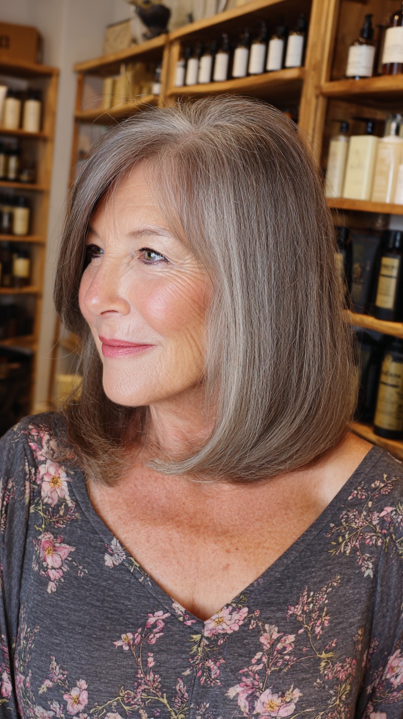 Elegant Natural Grey Blended Lob