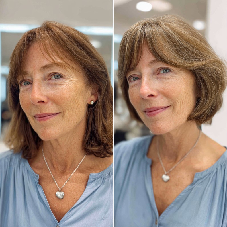 Elegant Side-Swept Bob with Dimensional Blonde Tones