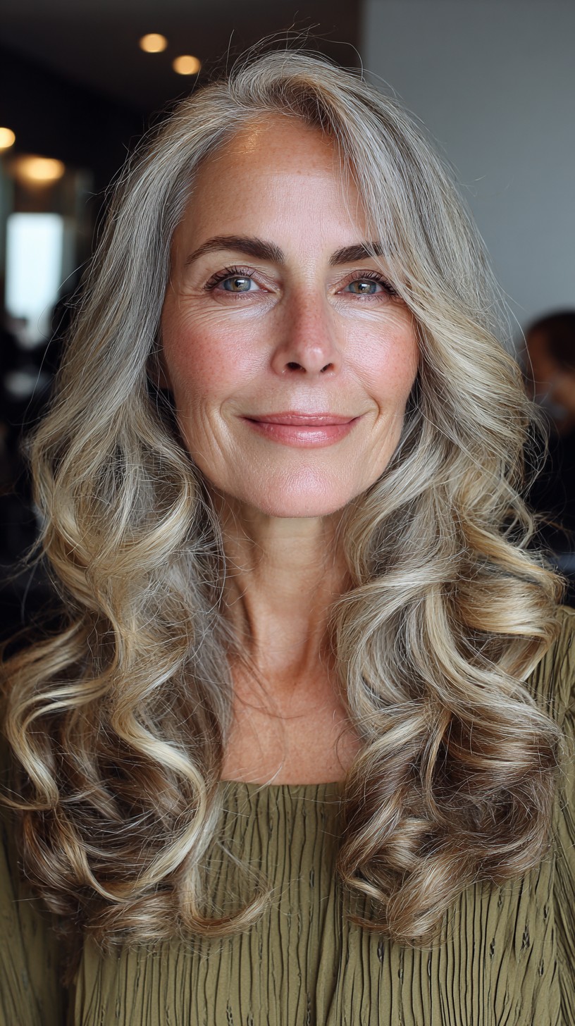 Elegant Silver Cascades with Soft Waves