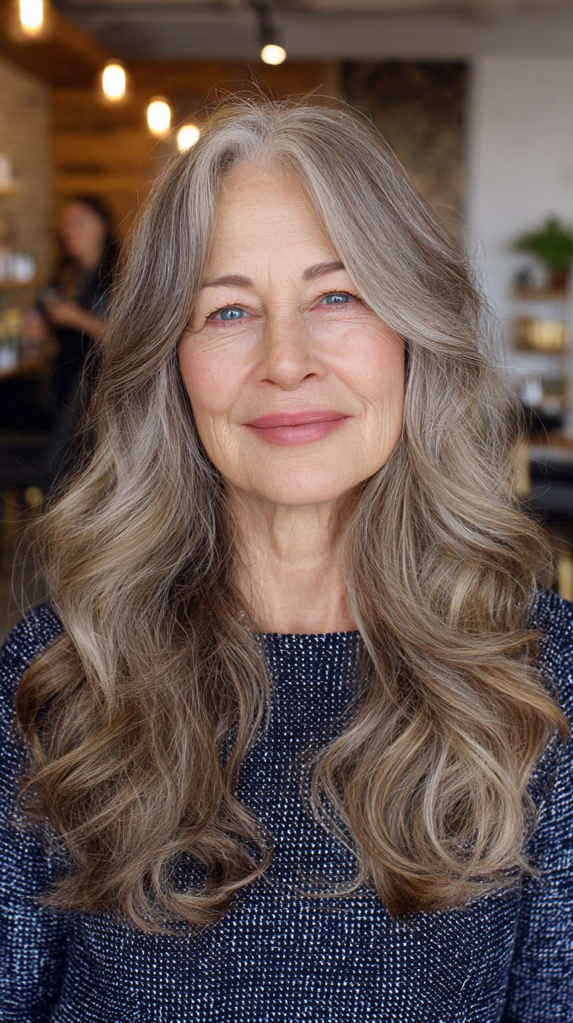 Elegant Silver Waves with Soft Highlights