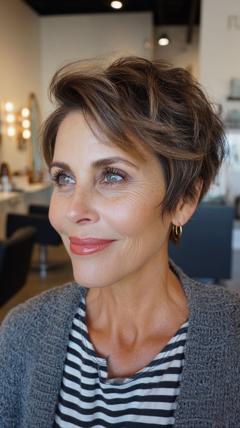 Elegant Sliced Pixie with Natural Gray Blending