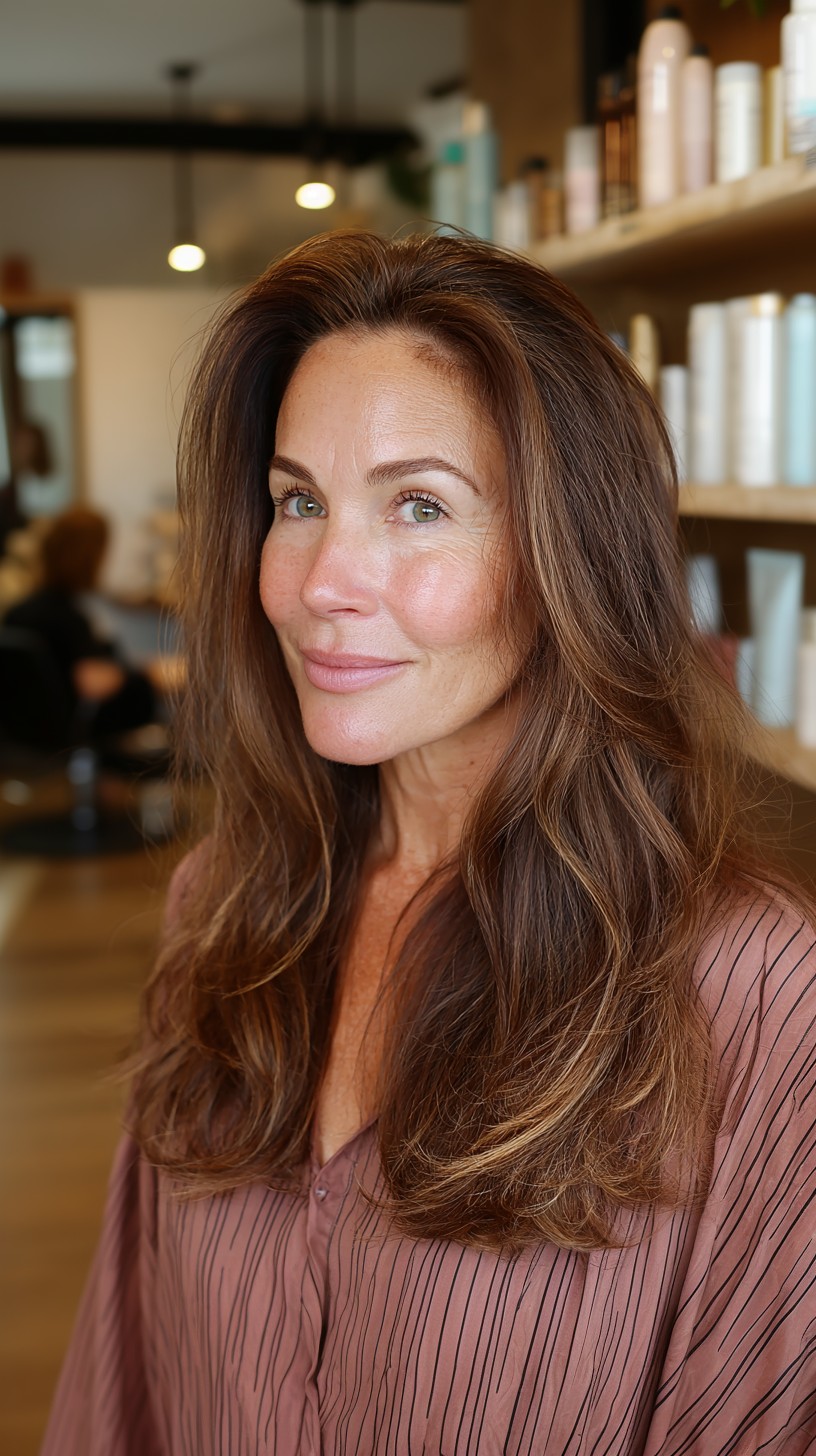 Elegant Soft Curls with Natural Chestnut Texture