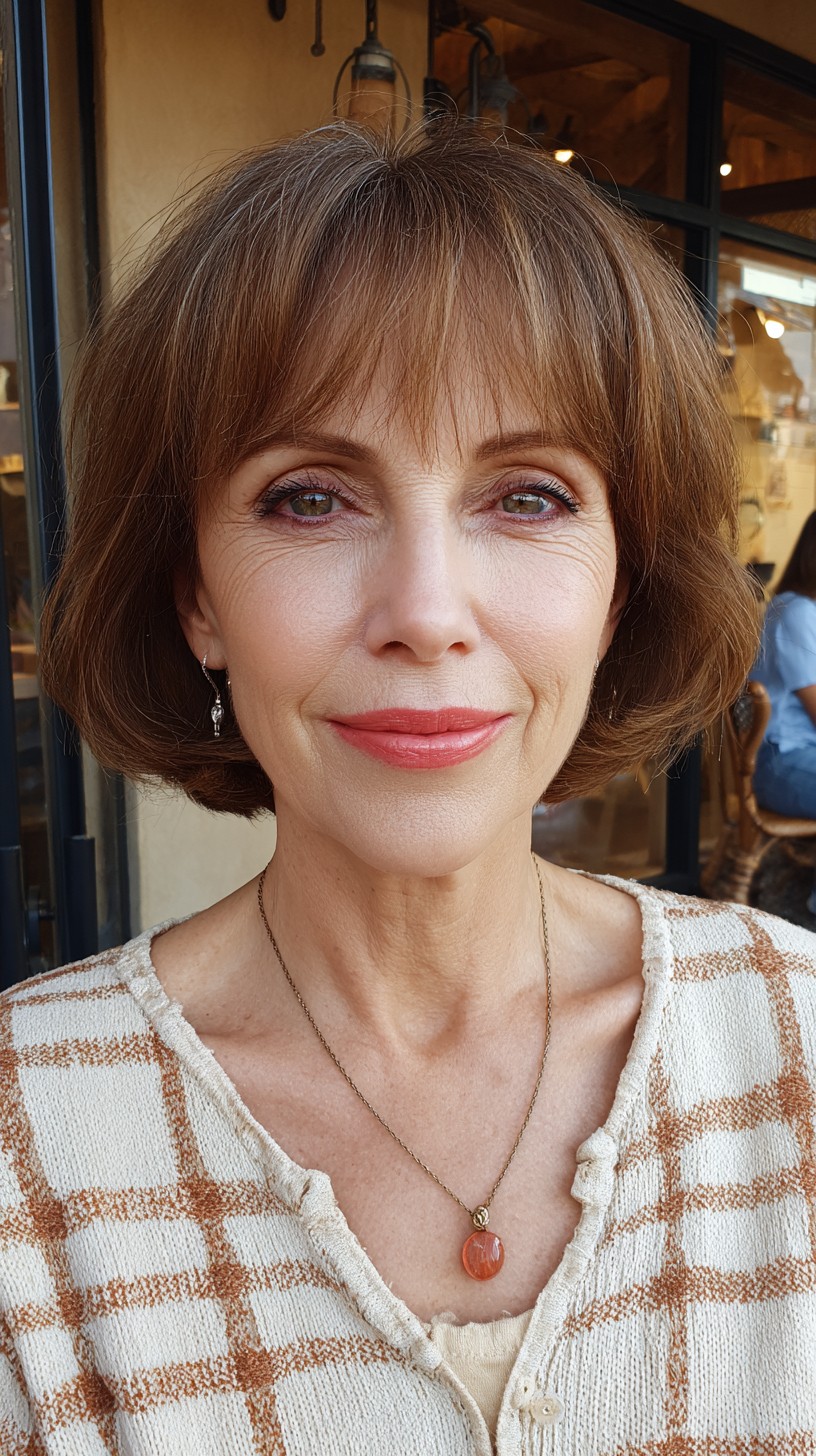 Elegant Tapered Bob with Feathered Bangs