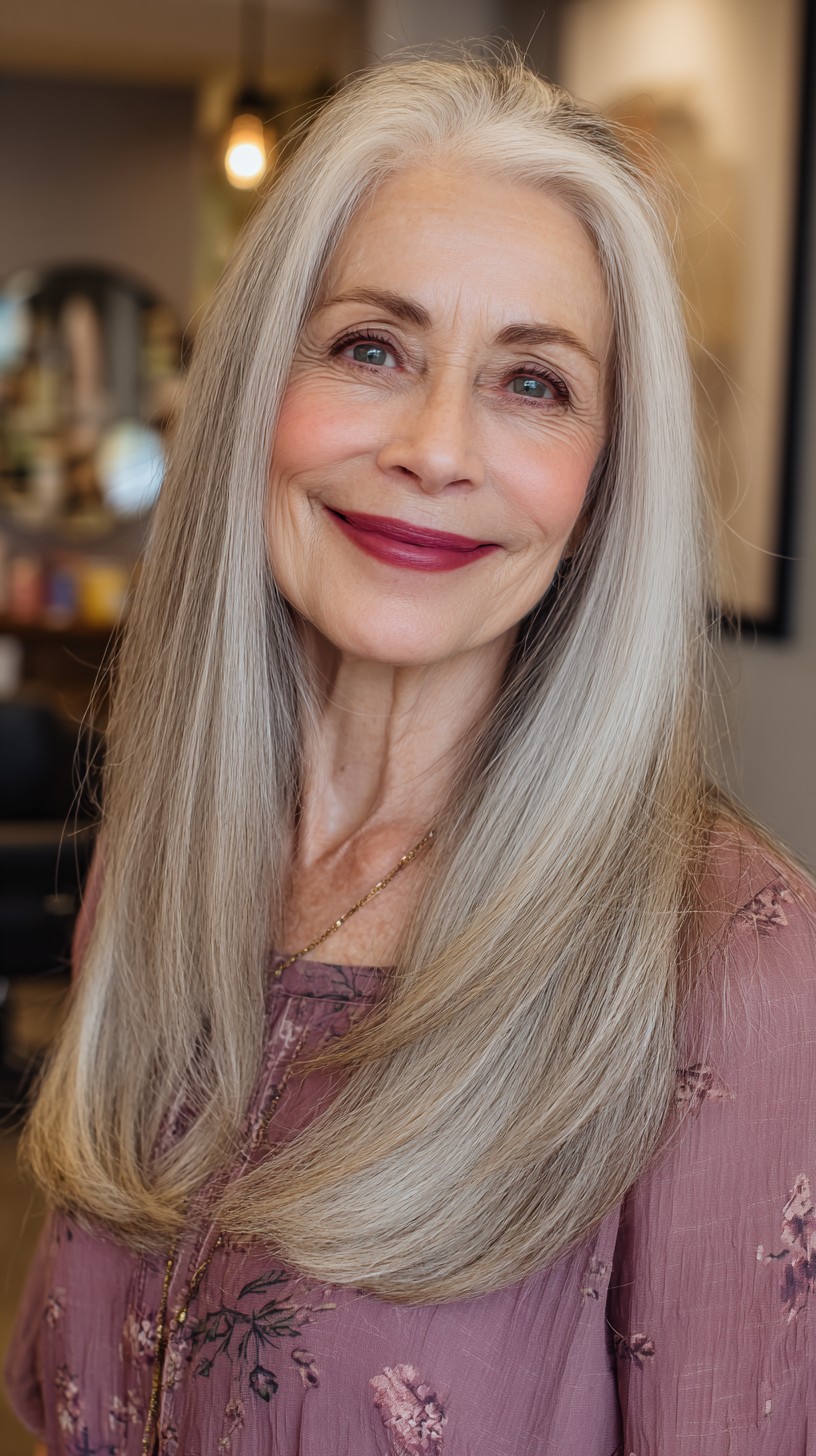 Glossy Silver Strands with Subtle Graduation