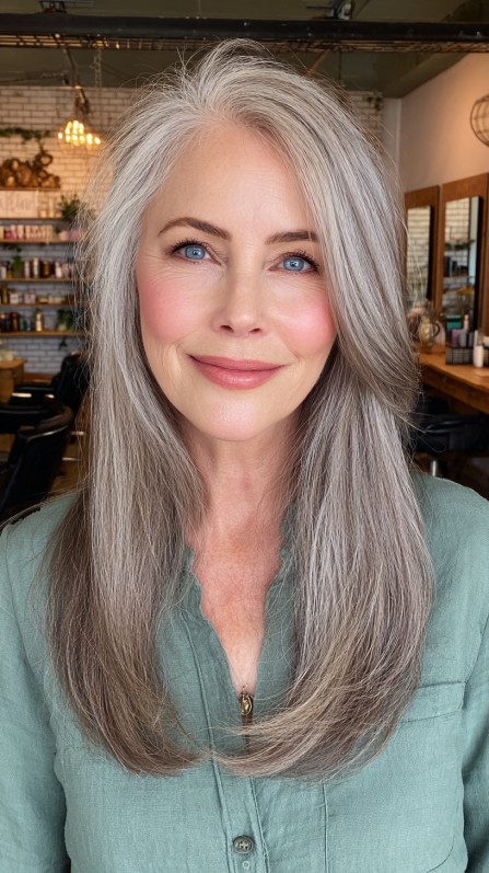 Graceful Long Layered Silver Grace